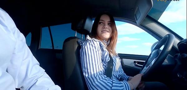  Russian girl passed the license exam (blowjob, public, in the car)